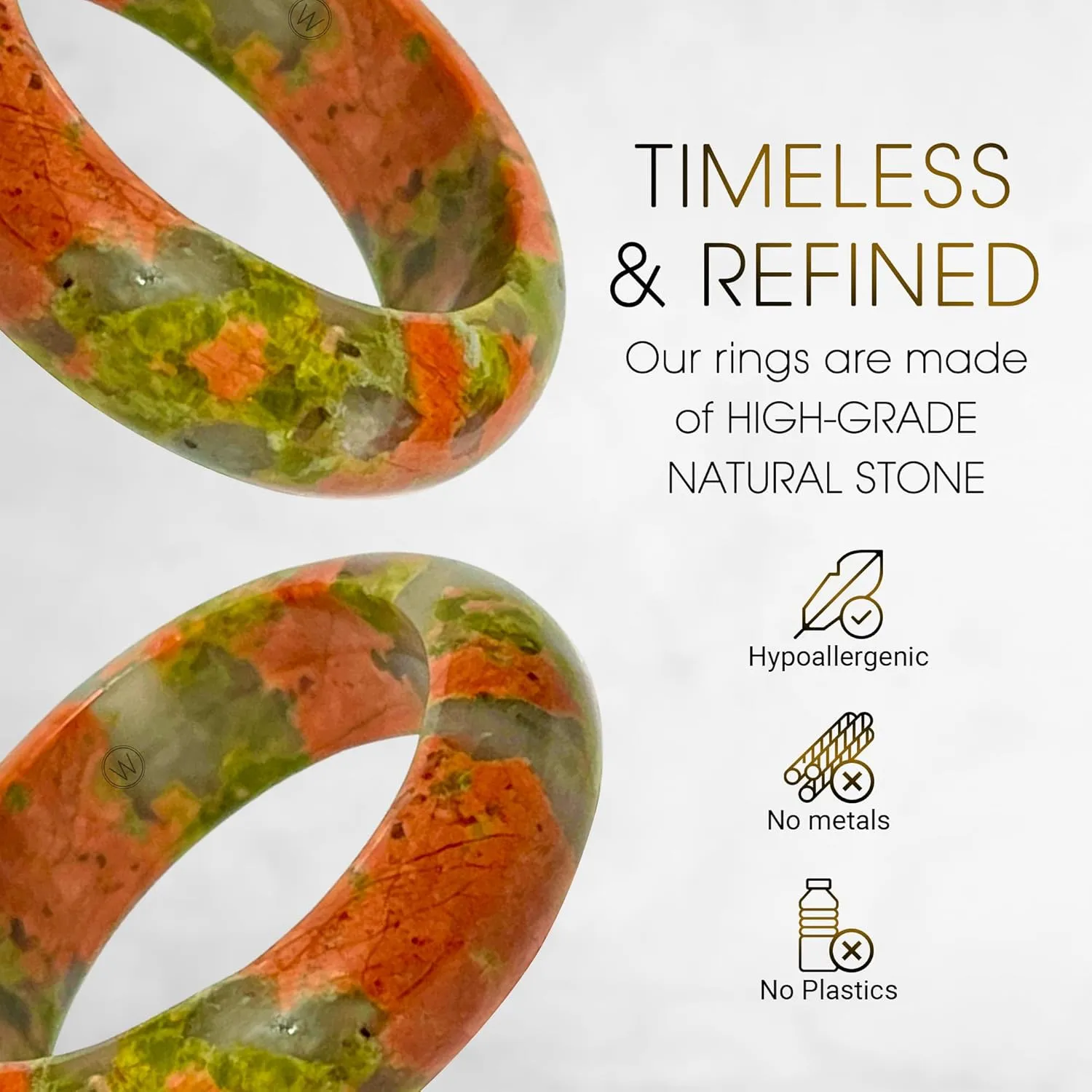 Maya Stone Ring Collection | Natural Stone Band for Women and Men | Stackable Ring | 6mm Wide
