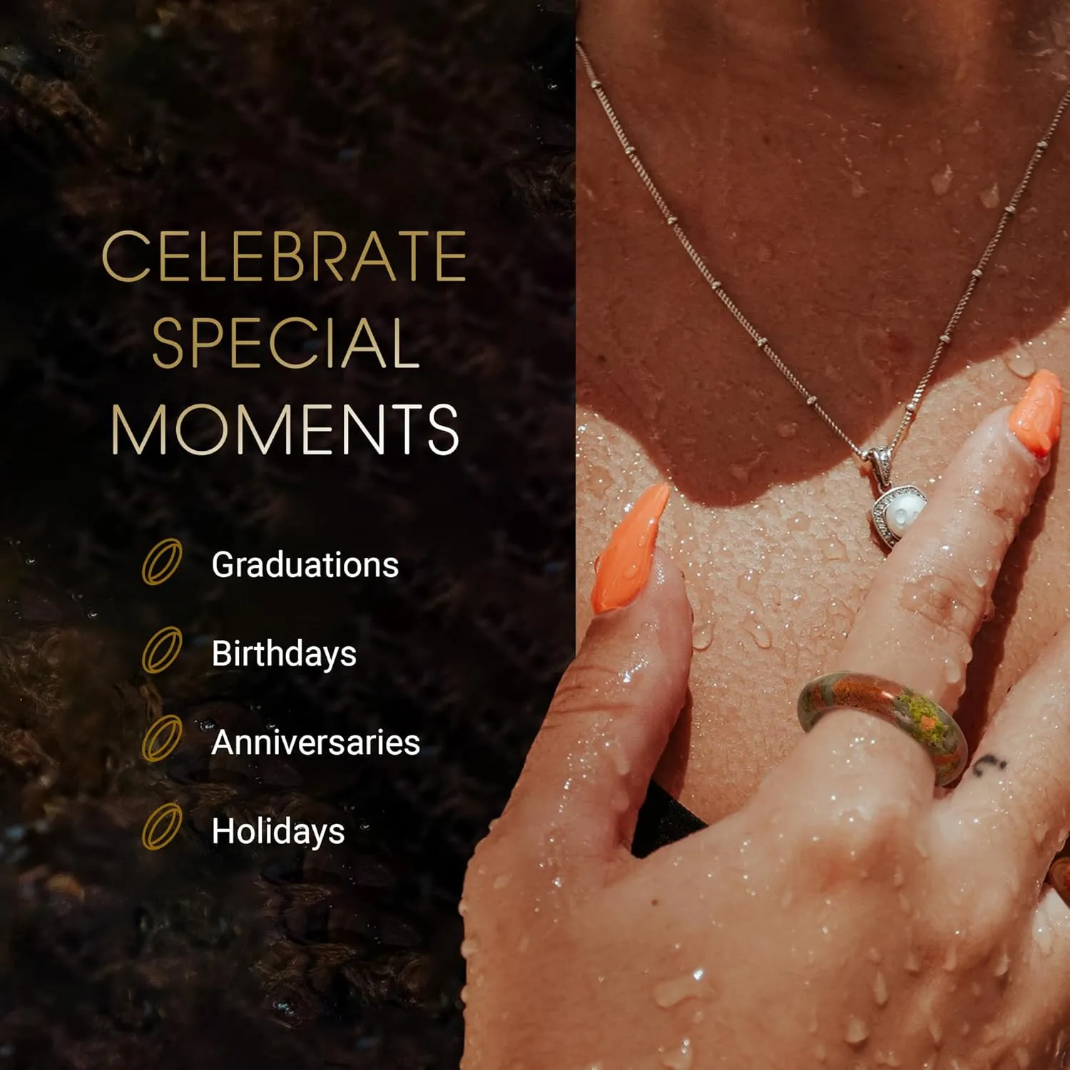 Maya Stone Ring Collection | Natural Stone Band for Women and Men | Stackable Ring | 6mm Wide