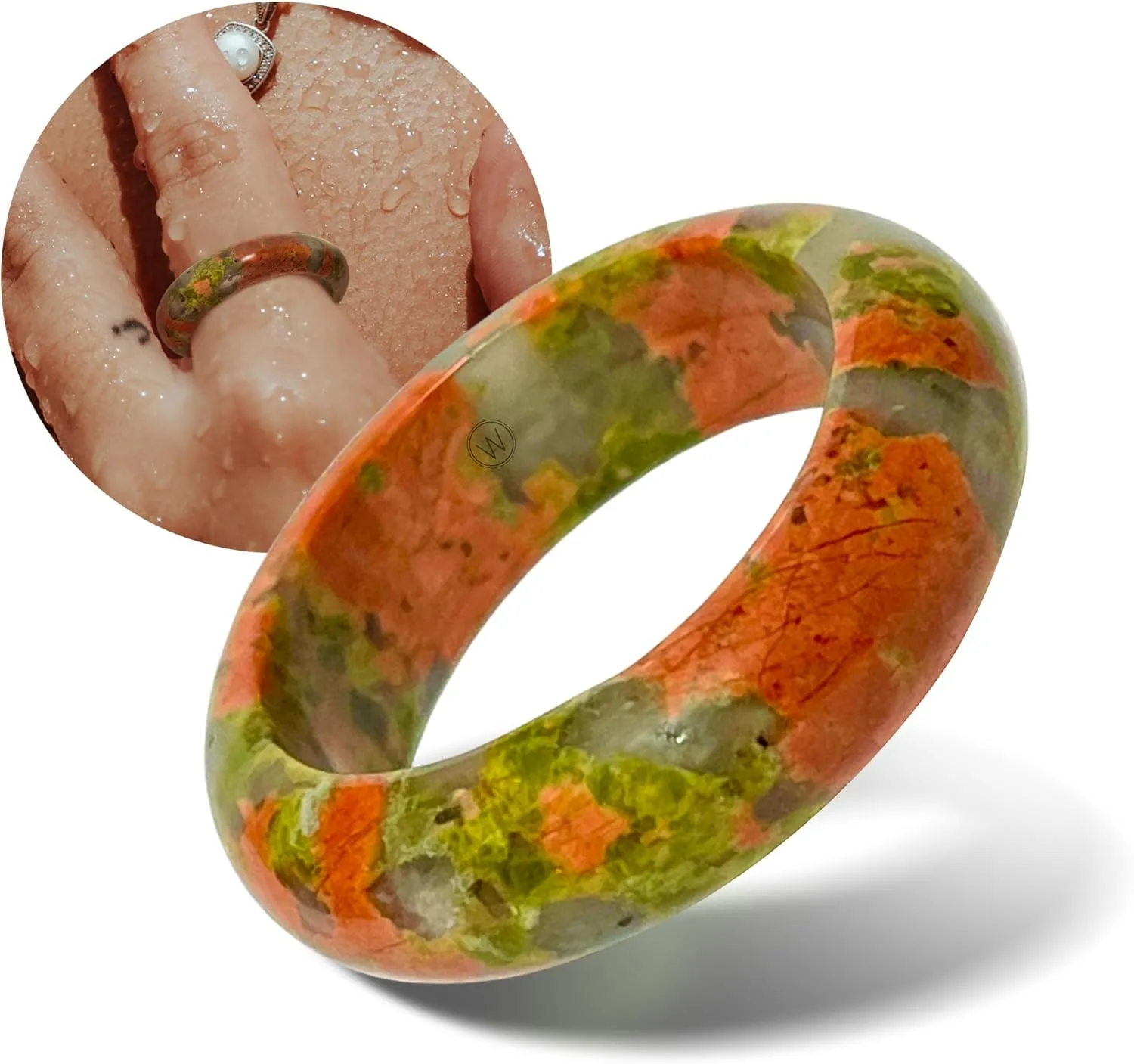 Maya Stone Ring Collection | Natural Stone Band for Women and Men | Stackable Ring | 6mm Wide