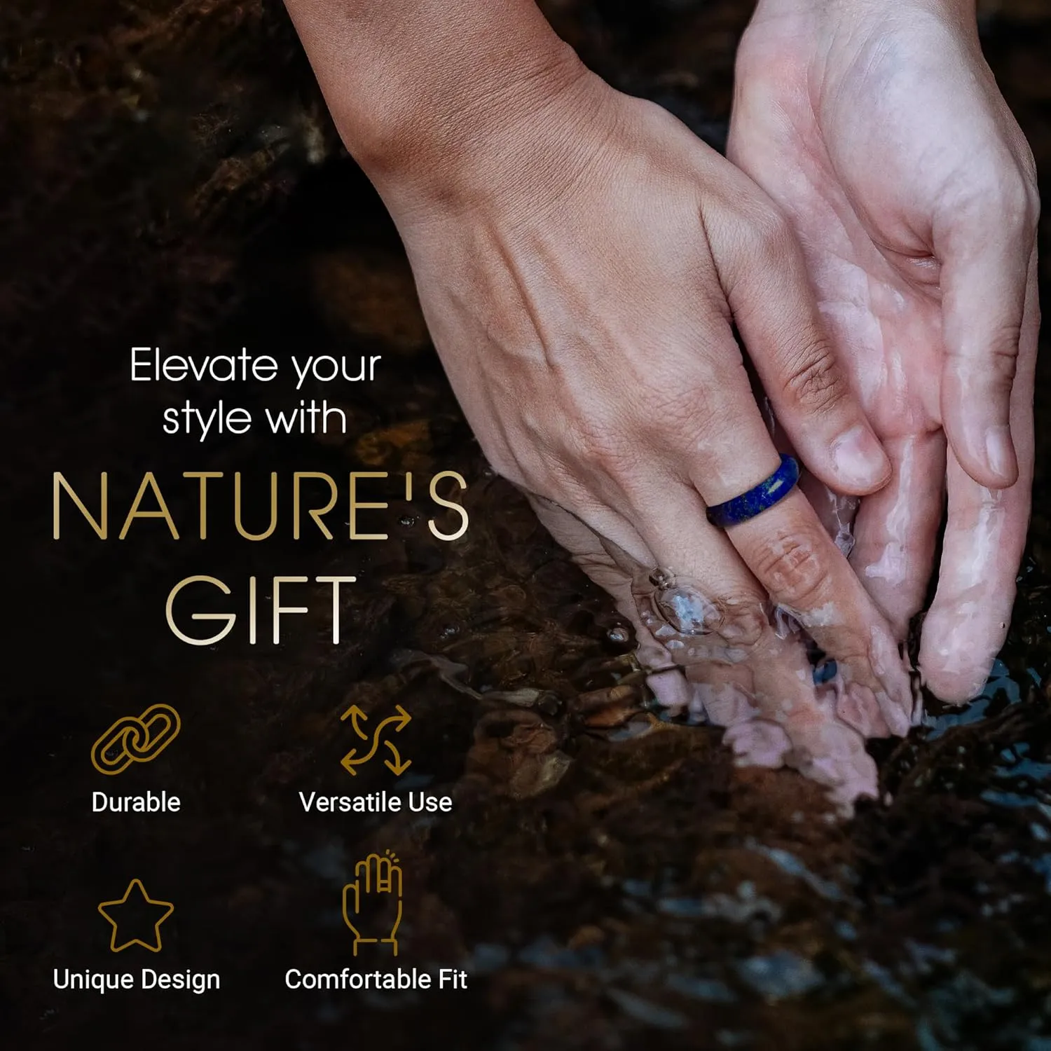 Maya Stone Ring Collection | Natural Stone Band for Women and Men | Stackable Ring | 6mm Wide