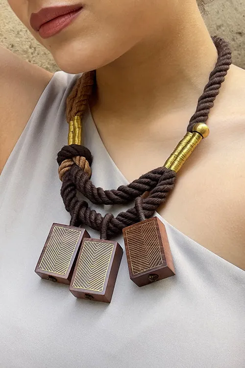 Mayabazaar 'Classic' Engraved wooden Umid Necklace