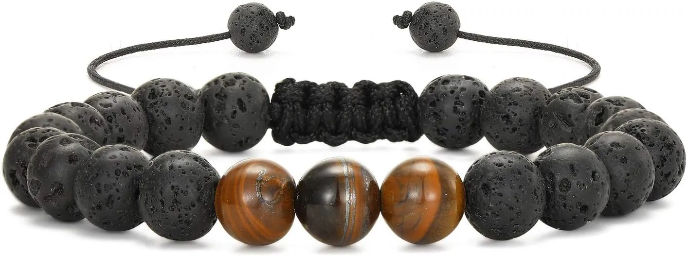 MengPa Mens Beaded Bracelets Bracelet Lava Rock Beads Stone Trendy Jewelry Sets Gifts for Him Boyfriend