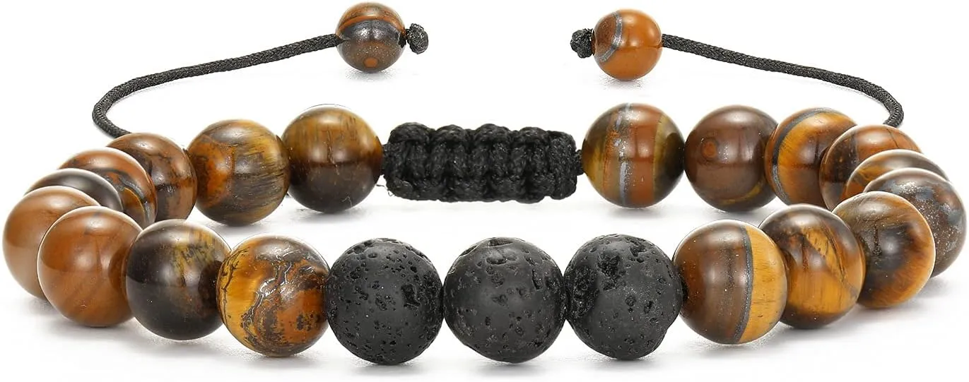 MengPa Mens Beaded Bracelets Bracelet Lava Rock Beads Stone Trendy Jewelry Sets Gifts for Him Boyfriend