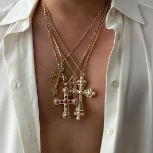 Men’s Diamond Cross Pendant Necklace, 4-Piece Set