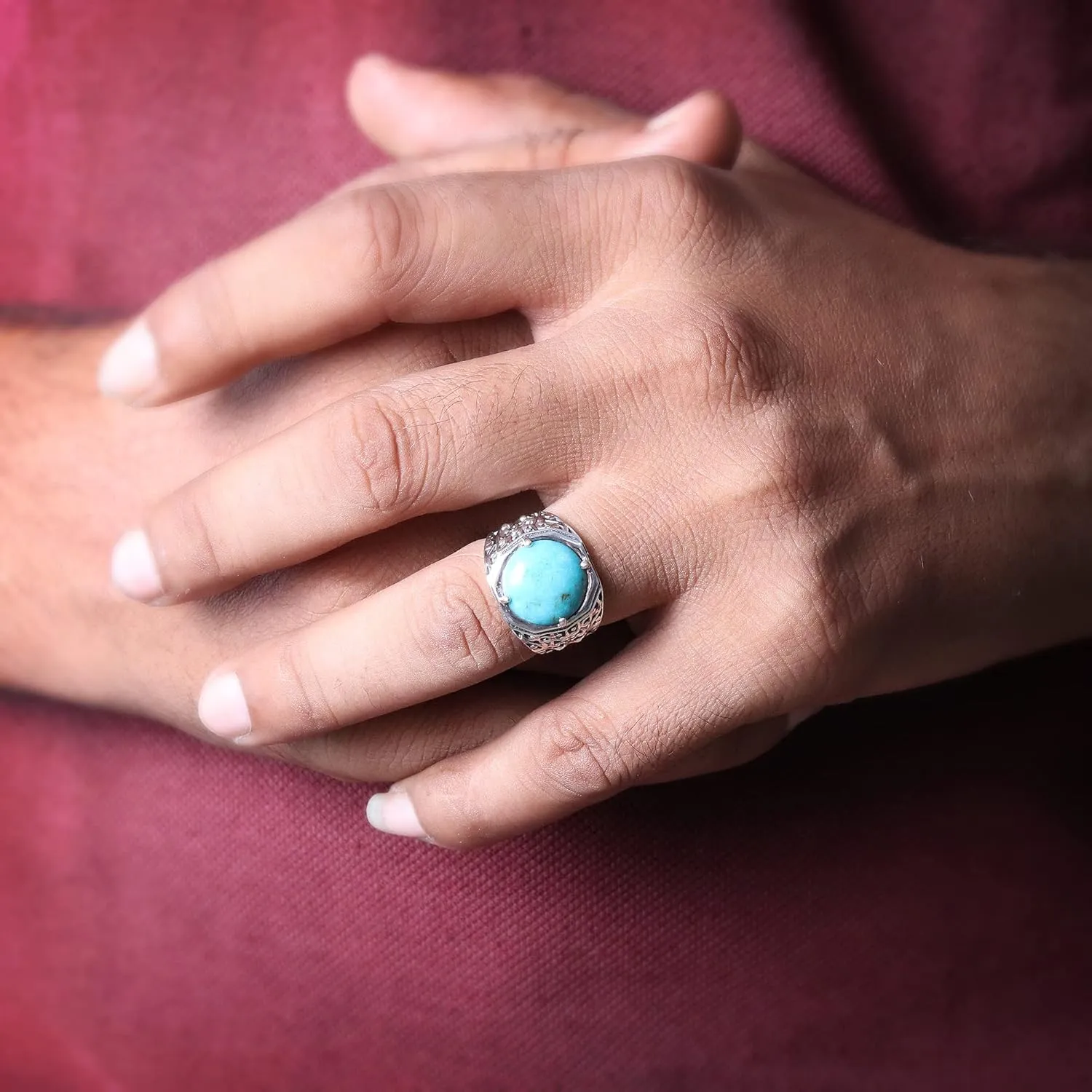 Men's Rings, Silver Rings, Turquoise Men's Rings, Handmade Gemstone Rings, Best Gift For Him, Statement Rings For Men