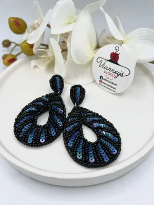 Mia Back and Blue Drop Earrings