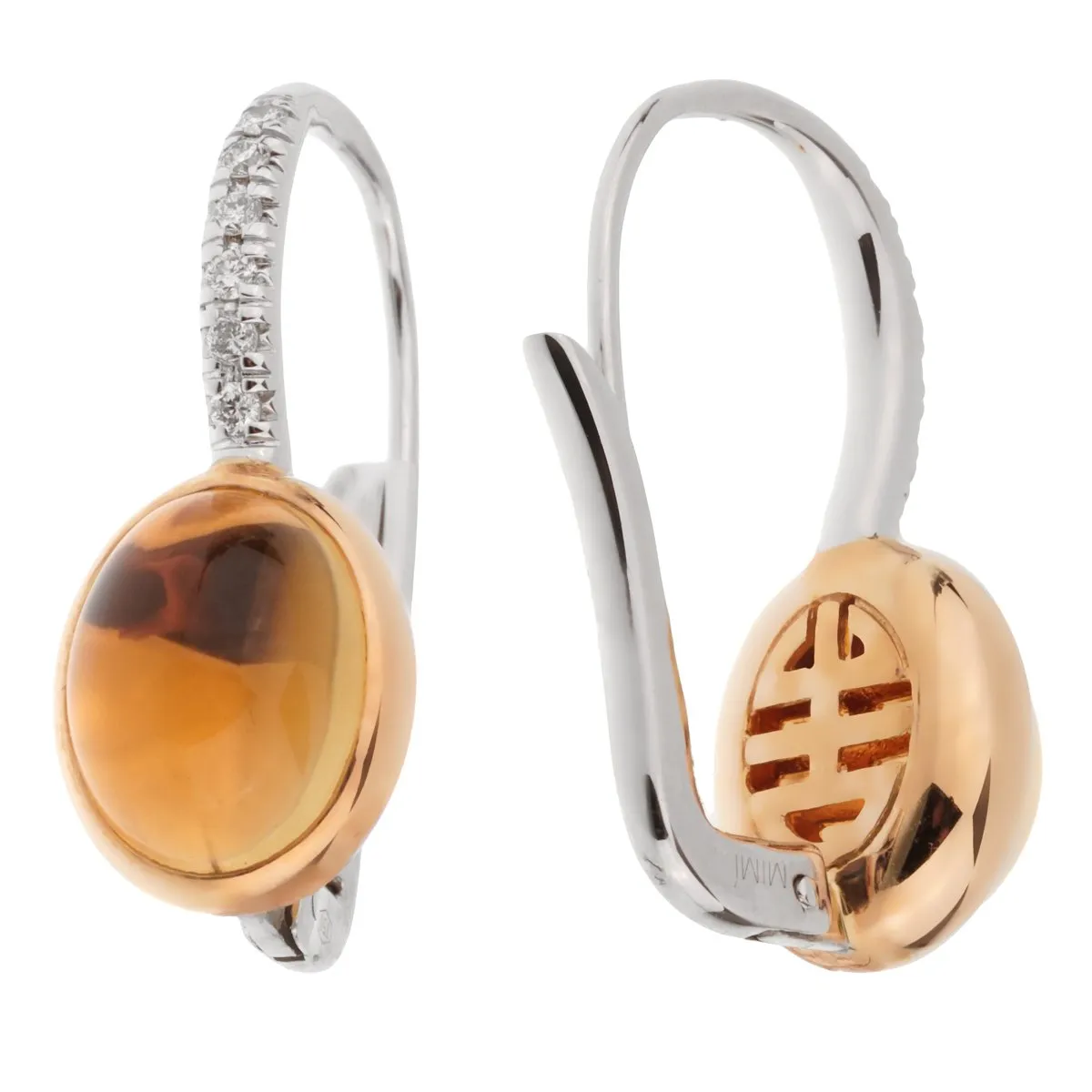 Mimi Milano Citrine Diamond White Gold Drop Earrings