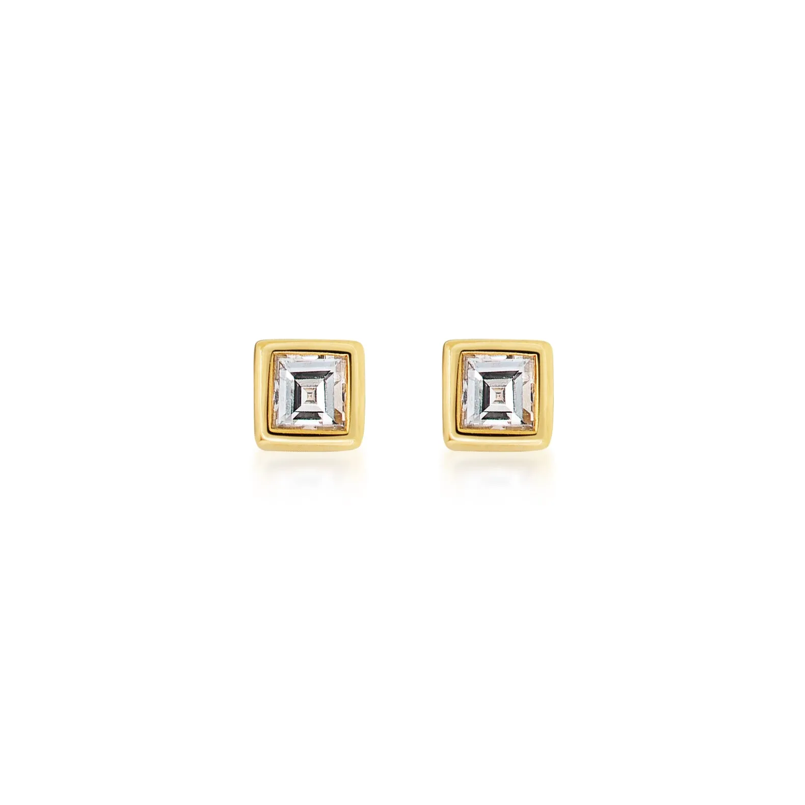 Mini Carre Ribbon Set Diamond Studs