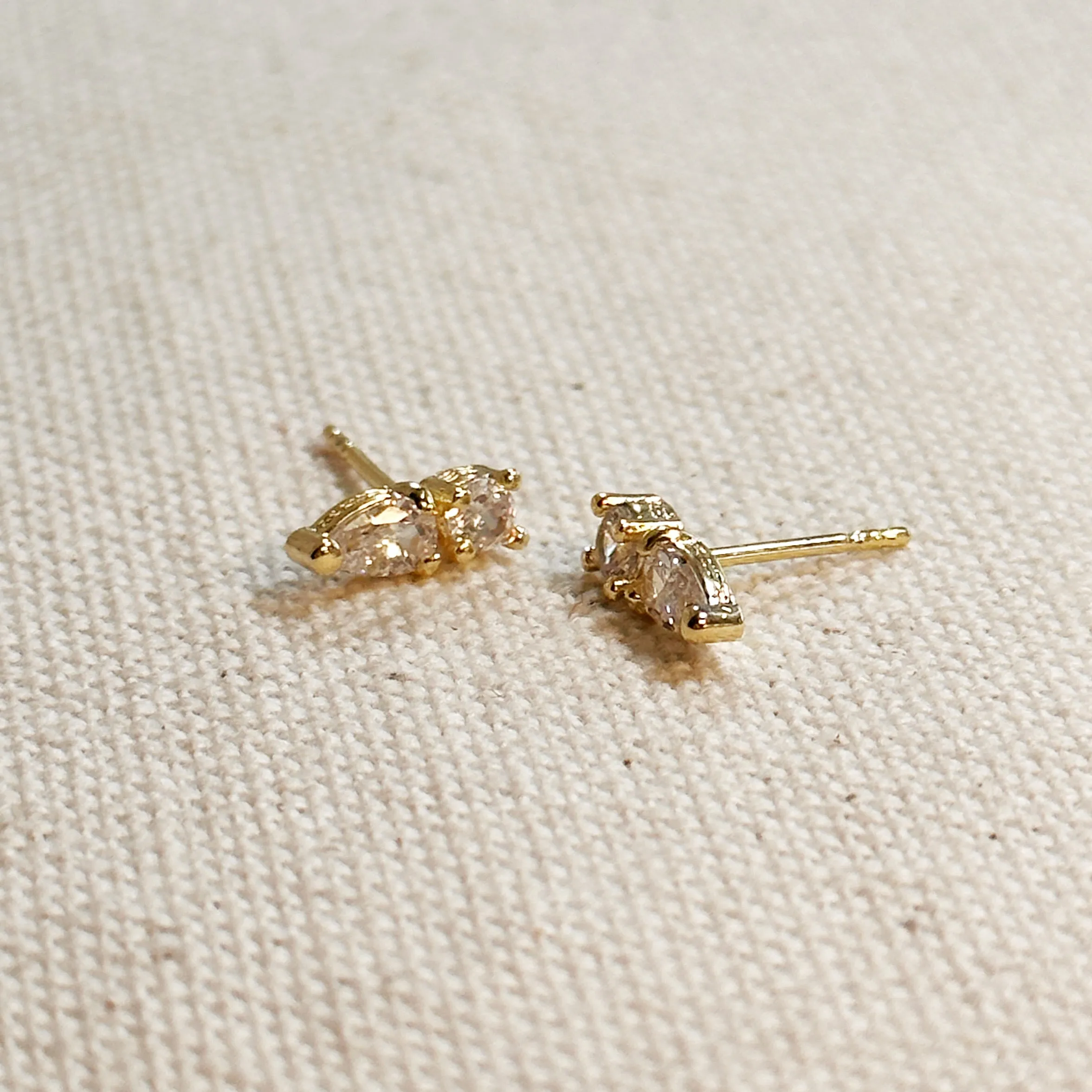 Mini CZ Drop Stud Earrings