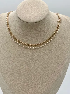 Mini Pearl Necklace Gold
