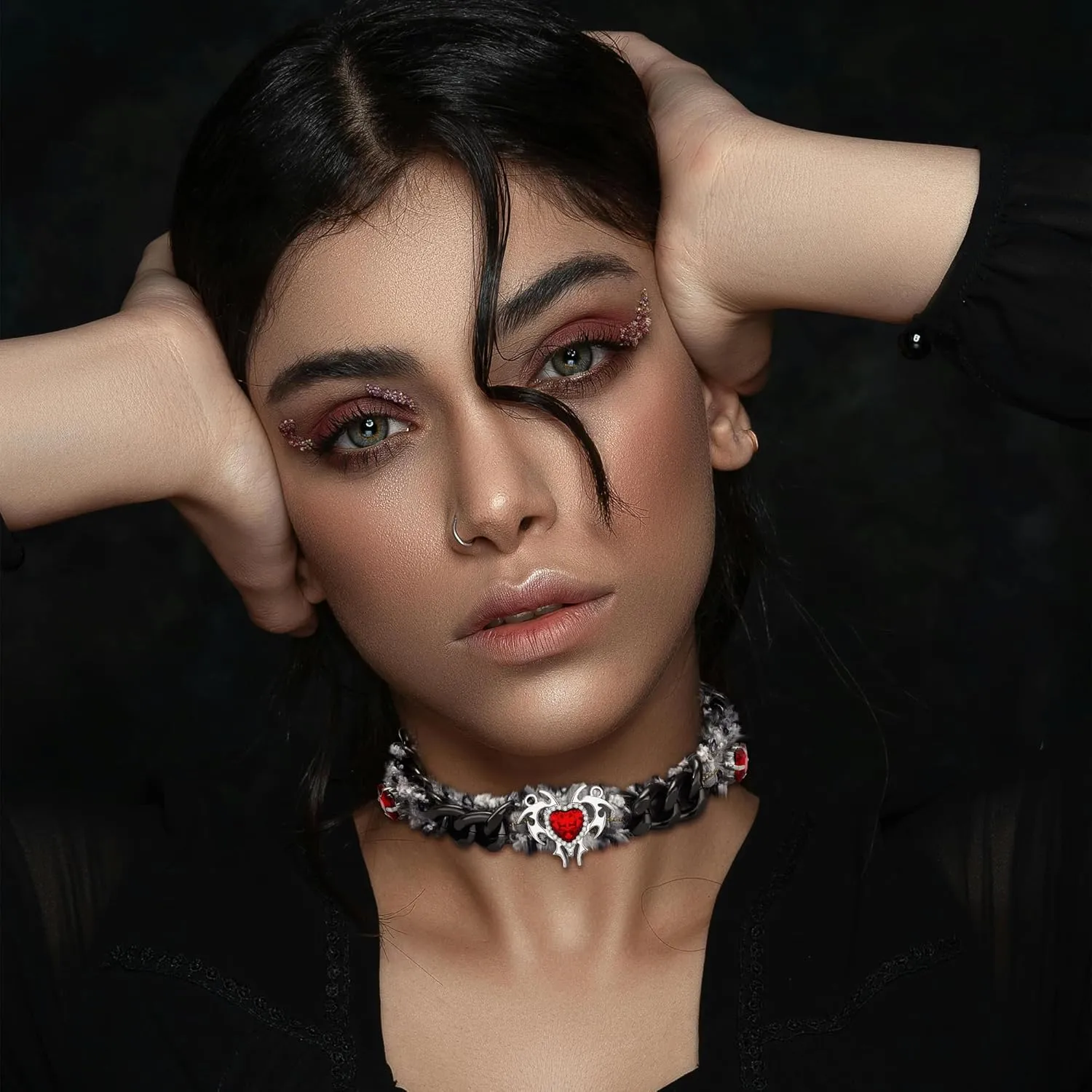 MISS RIGHT Necklaces for Women Adjustable Classic Collar Necklaces for Women Red Choker Snowflake Choker Necklace Christmas Necklaces for Women Snowflake Pendant Choker Winter Jewelry Gift