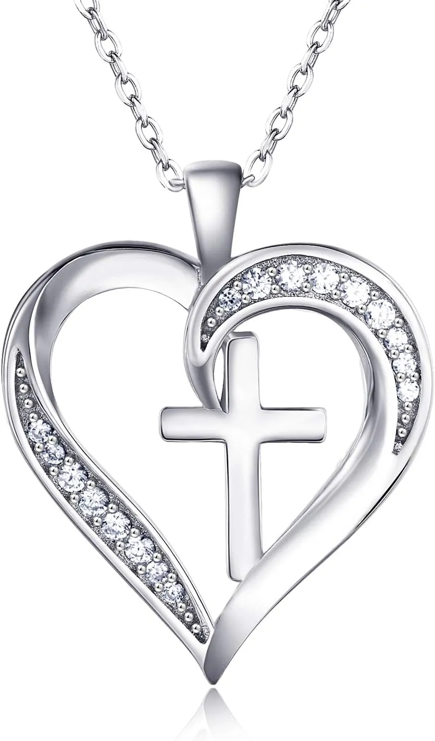 MISSLAN Cross Necklace for Women 925 Sterling Silver Cross Necklace Heart Necklaces for Women Chain Pendant Womens Necklaces