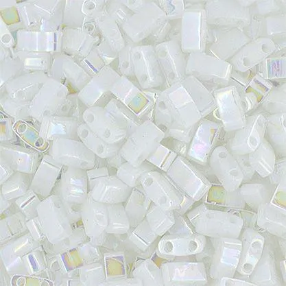 Miyuki TILA Half Cut 5x2.3mm 2Hole White Pearl Op. AB- 5.2g