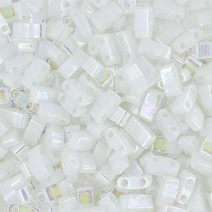 Miyuki TILA Half Cut 5x2.3mm 2Hole White Pearl Op. AB- 5.2g