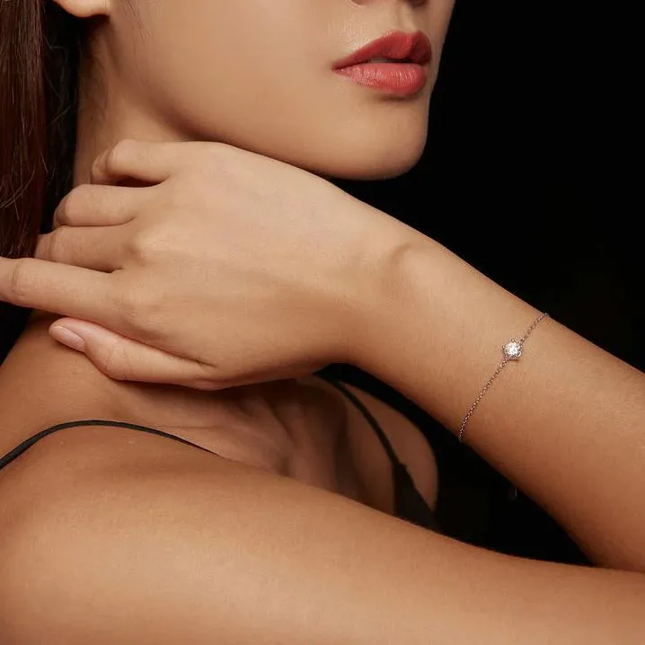 Moissanite Bracelet with 925 Sterling Silver Chain (0.6CT | 1CT)