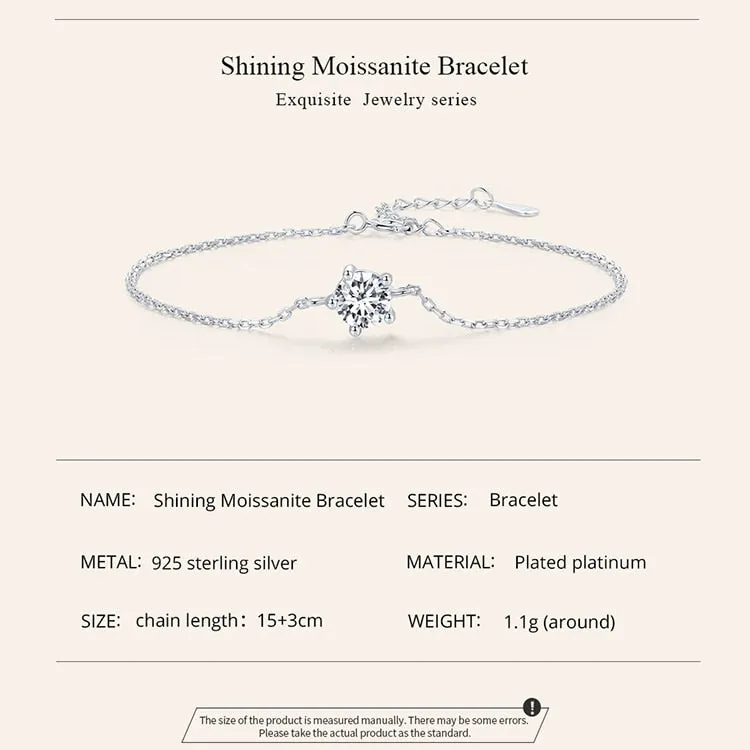 Moissanite Bracelet with 925 Sterling Silver Chain (0.6CT | 1CT)