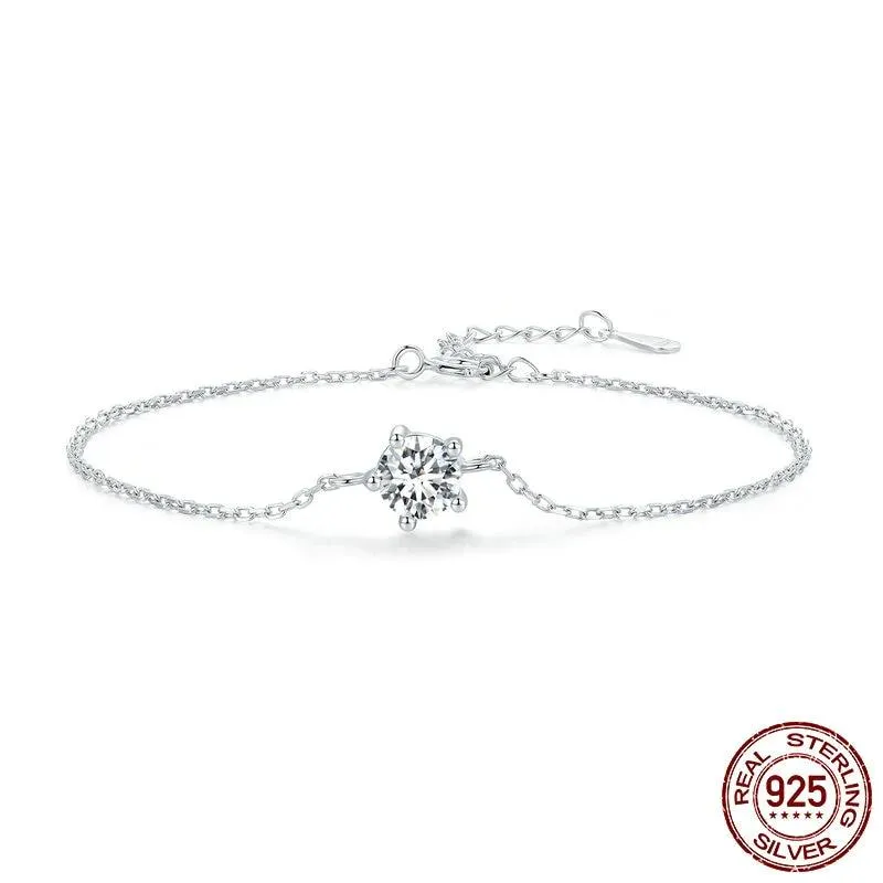 Moissanite Bracelet with 925 Sterling Silver Chain (0.6CT | 1CT)