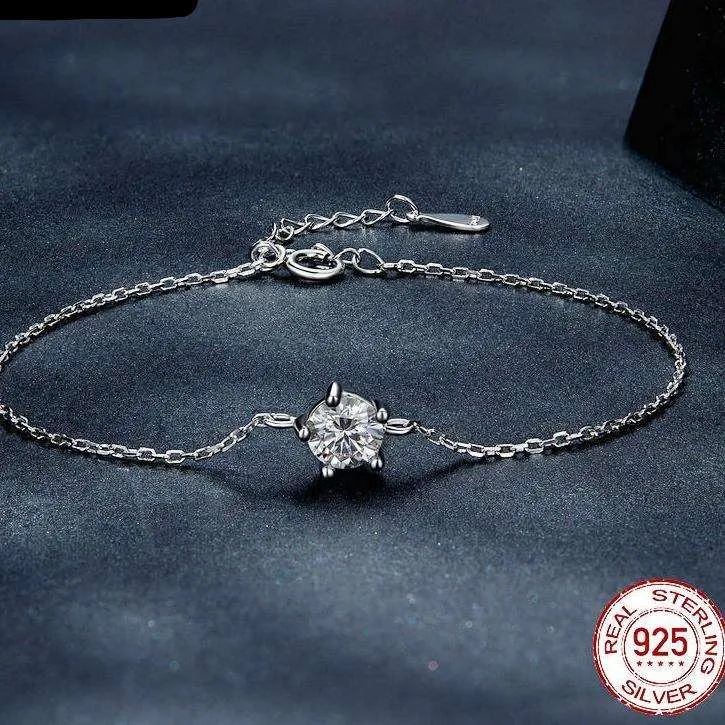 Moissanite Bracelet with 925 Sterling Silver Chain (0.6CT | 1CT)