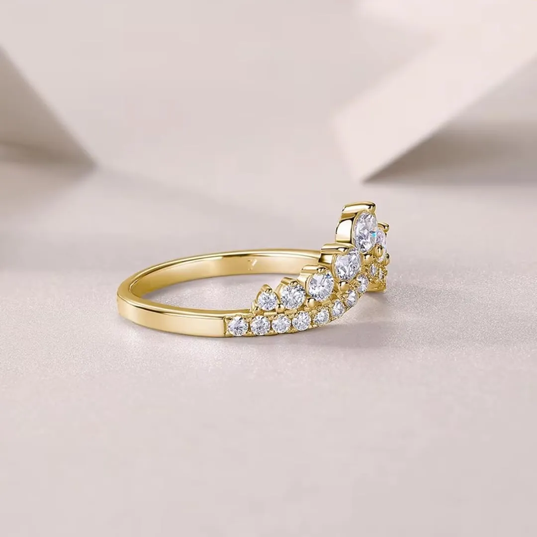 Moissanite Crown Engagement Ring | Lab Grown Diamond & 18k Gold Plated Ring | Moissanite Rings for Women | S925 Sterling Silver Rings | Moissanite Ring | Gold Rings for Women Non Tarnish