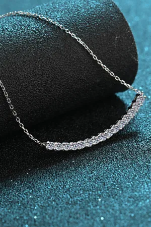 Moissanite Curved Bar Sterling Silver Necklace