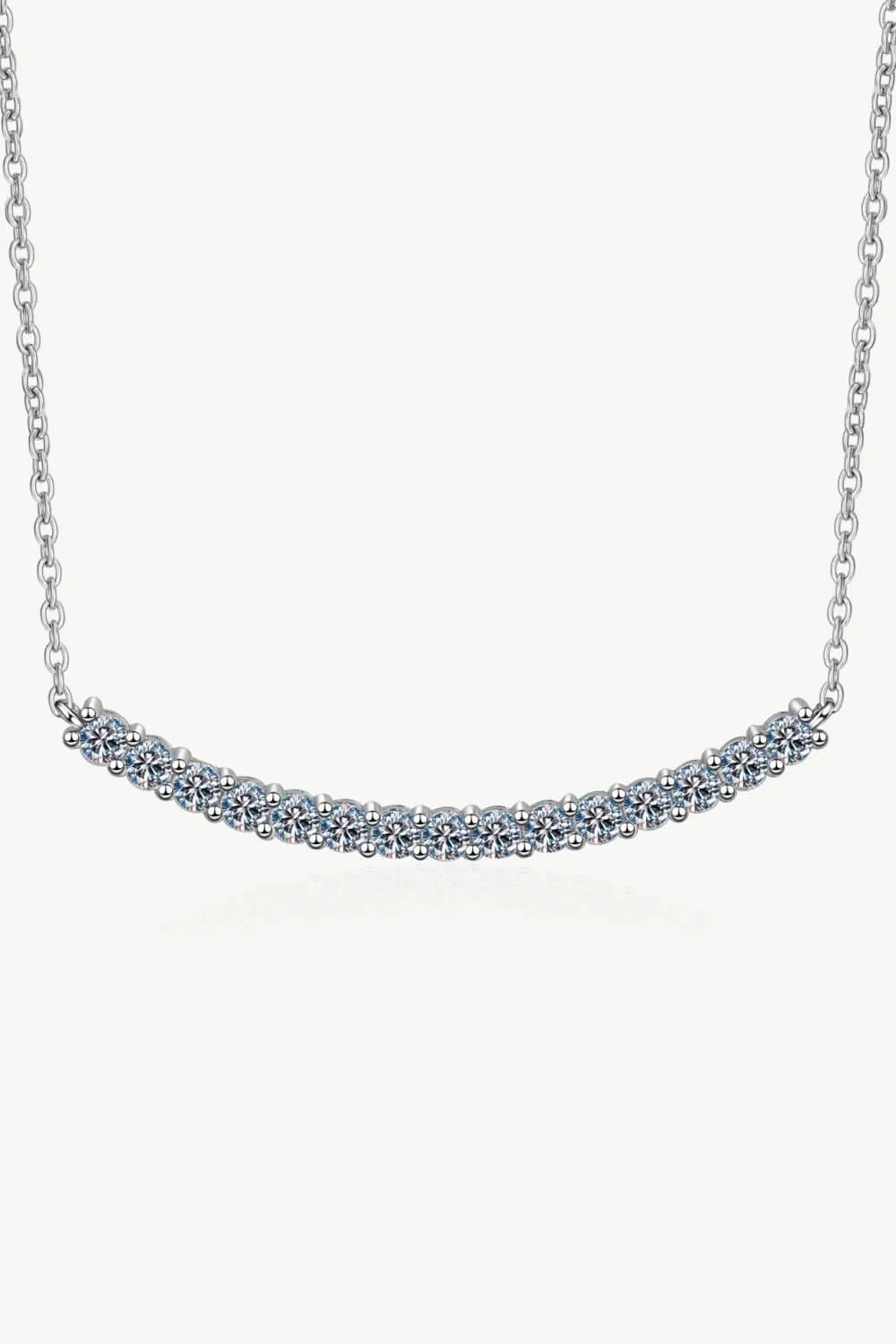 Moissanite Curved Bar Sterling Silver Necklace