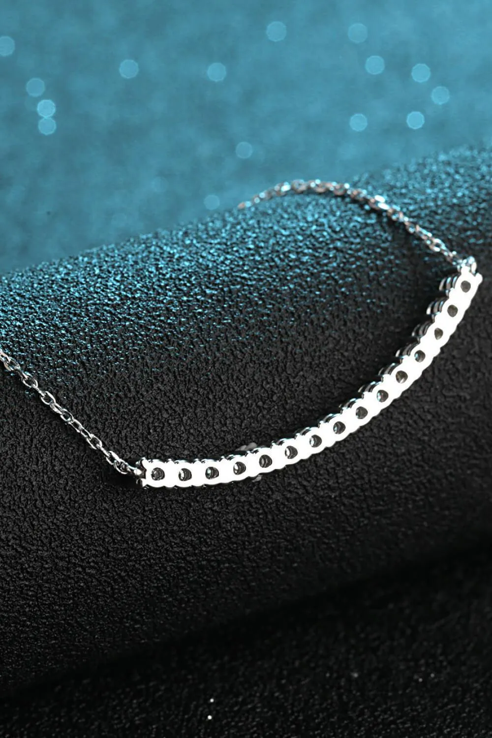 Moissanite Curved Bar Sterling Silver Necklace