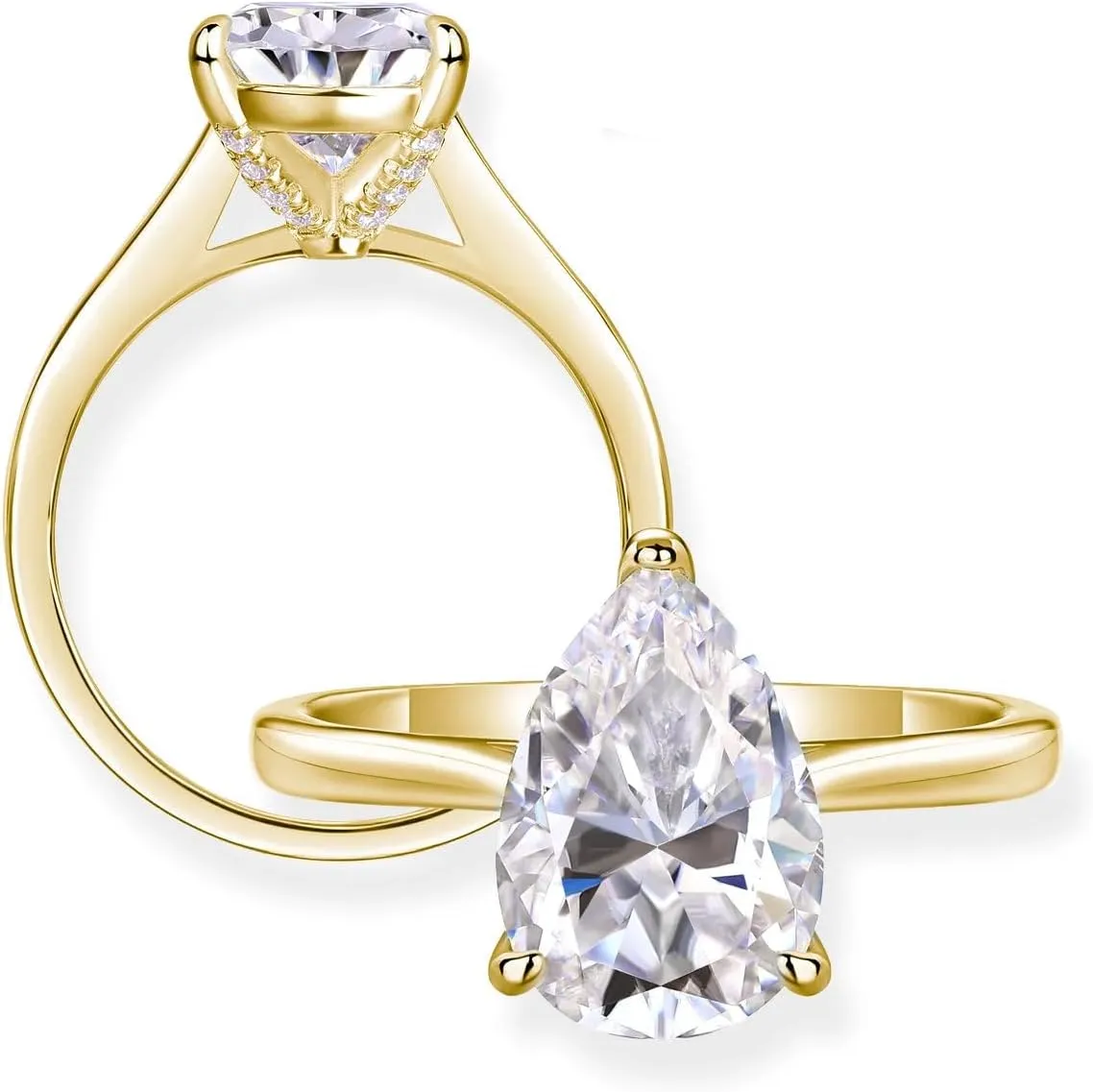 Moissanite Engagement Ring | Lab Grown 2.5 Carat Diamond & 18k Gold Plated Ring | Moissanite Rings for Women | S925 Sterling Silver Rings | Moissanite Ring | Gold Rings for Women Non Tarnish