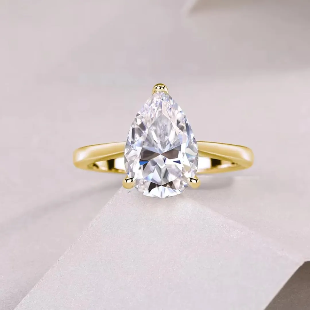 Moissanite Engagement Ring | Lab Grown 2.5 Carat Diamond & 18k Gold Plated Ring | Moissanite Rings for Women | S925 Sterling Silver Rings | Moissanite Ring | Gold Rings for Women Non Tarnish