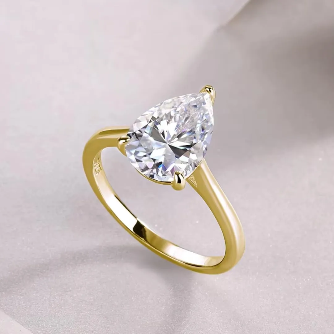 Moissanite Engagement Ring | Lab Grown 2.5 Carat Diamond & 18k Gold Plated Ring | Moissanite Rings for Women | S925 Sterling Silver Rings | Moissanite Ring | Gold Rings for Women Non Tarnish