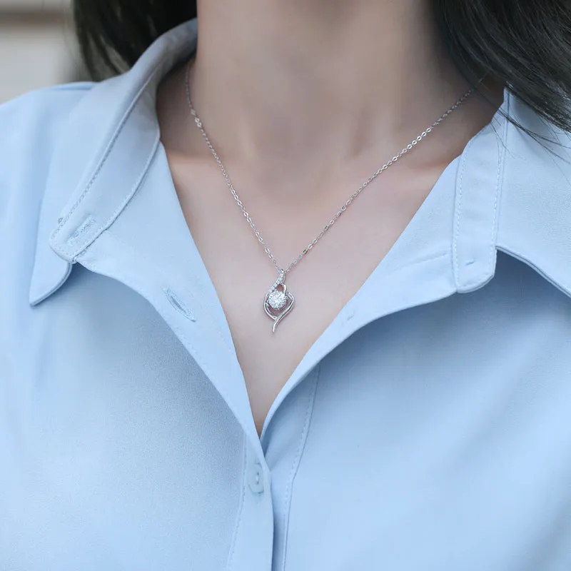 Moissanite Pendant Necklace for Women | 925 Sterling Silver with 18K Gold Plating | Love at first sight Design