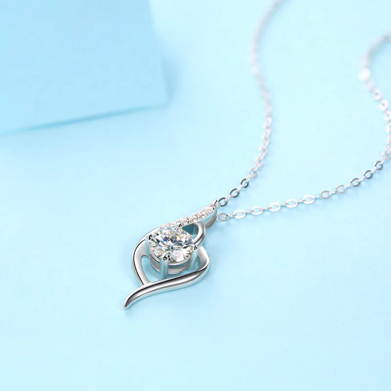 Moissanite Pendant Necklace for Women | 925 Sterling Silver with 18K Gold Plating | Love at first sight Design