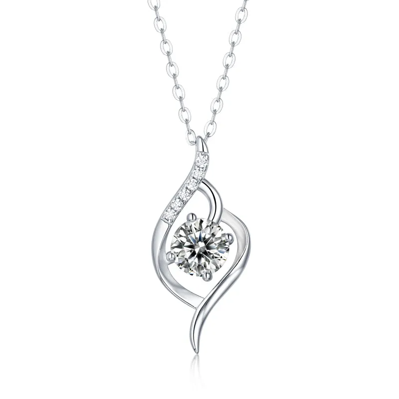 Moissanite Pendant Necklace for Women | 925 Sterling Silver with 18K Gold Plating | Love at first sight Design