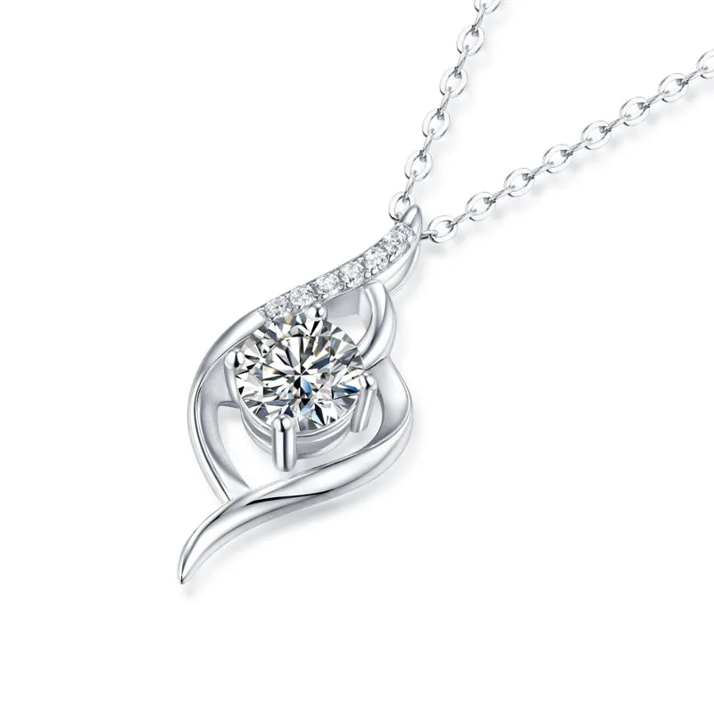 Moissanite Pendant Necklace for Women | 925 Sterling Silver with 18K Gold Plating | Love at first sight Design