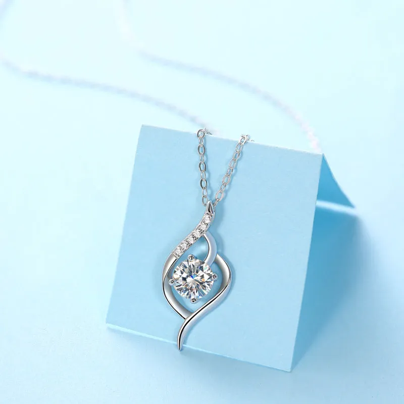 Moissanite Pendant Necklace for Women | 925 Sterling Silver with 18K Gold Plating | Love at first sight Design