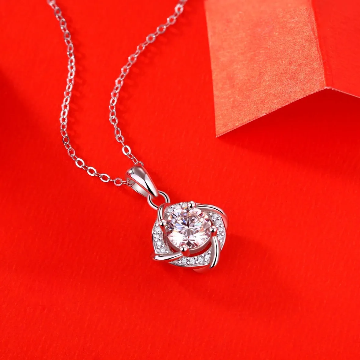 Moissanite Pendant Necklace for Women | 925 Sterling Silver with 18K Gold Plating | Surrounder Design