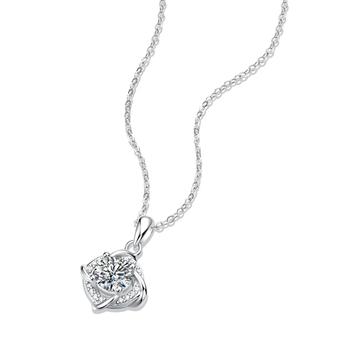 Moissanite Pendant Necklace for Women | 925 Sterling Silver with 18K Gold Plating | Surrounder Design