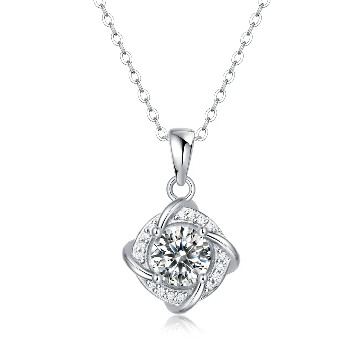 Moissanite Pendant Necklace for Women | 925 Sterling Silver with 18K Gold Plating | Surrounder Design