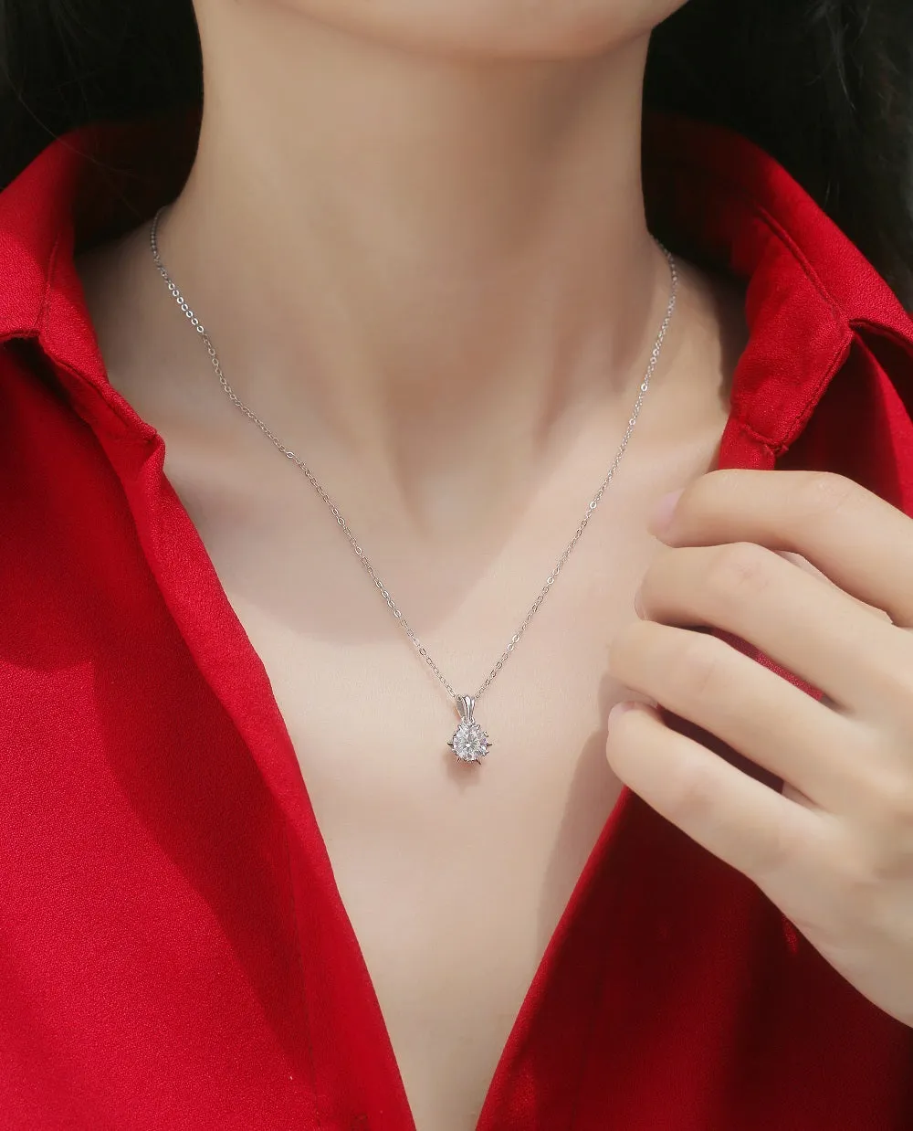 Moissanite Pendant Necklace for Women | 925 Sterling Silver with 18K Gold Plating | Surrounder Design