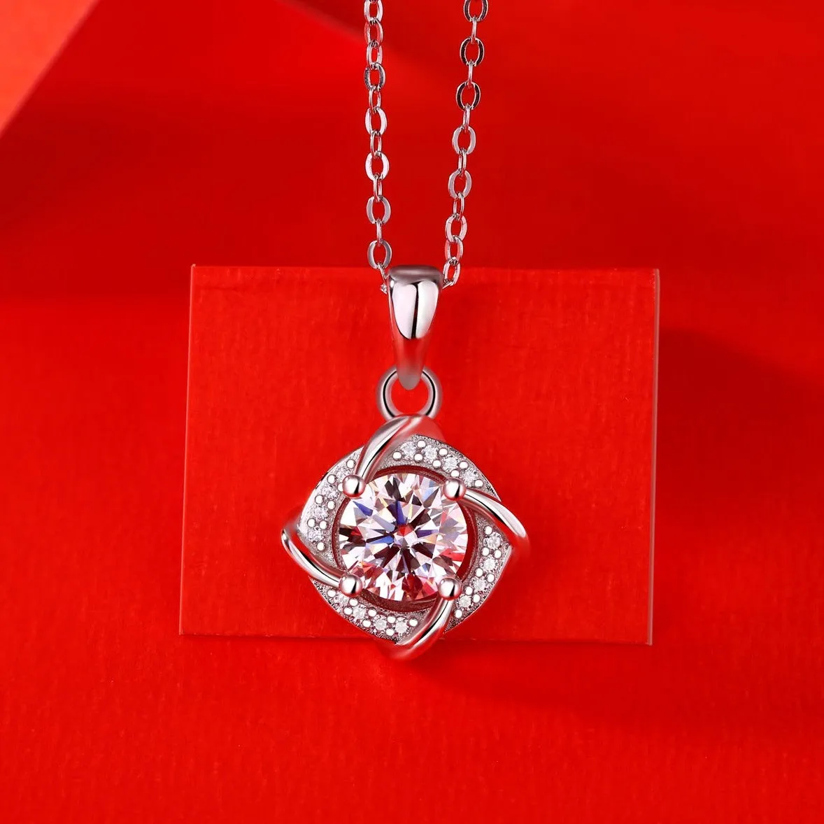 Moissanite Pendant Necklace for Women | 925 Sterling Silver with 18K Gold Plating | Surrounder Design