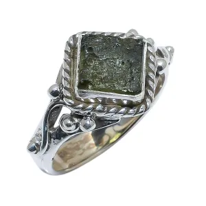 Moldavite Natural Rough Ring 925 Sterling Silver Handmade Jewelry With Certified Gemstone Handmade Rings (8)
