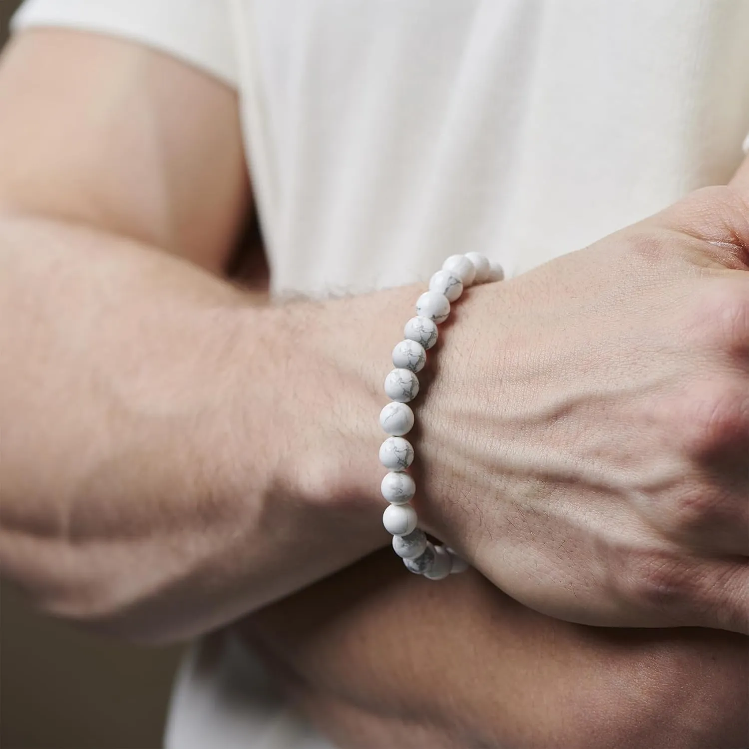 MOROTOLE Mens Beaded Bracelet Tiger Eye 8MM Natural Stone Beads Bracelet Set Adjustable Stretch Lava Rock Bracelets for Men Black Crystal Beaded Bracelets for Men Father Boyfriend Brother Gifts