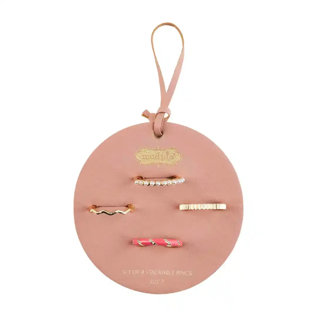 Mud Pie Layered Ring Set - Pink