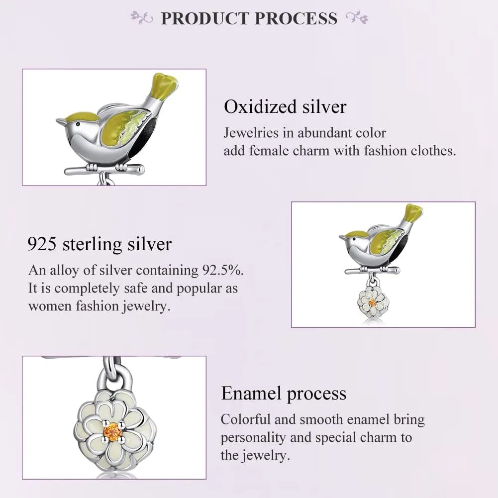 MUNDELL Authentic 925 Sterling Silver Mom Heart Shaped Pistol with Rose Charm Dala Horse Charm for Original Silver Bracelet or Bangle Jewelry Make Pendants