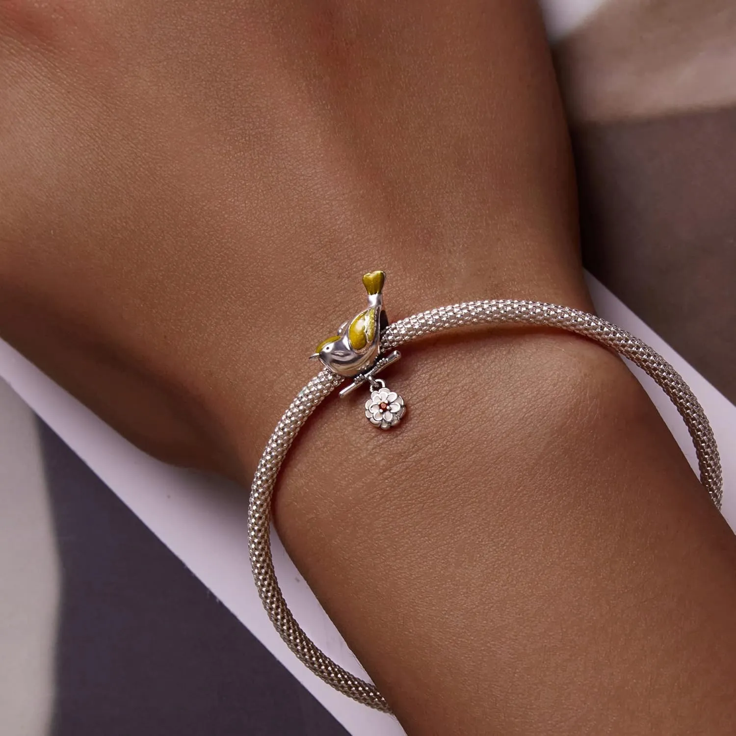 MUNDELL Authentic 925 Sterling Silver Mom Heart Shaped Pistol with Rose Charm Dala Horse Charm for Original Silver Bracelet or Bangle Jewelry Make Pendants