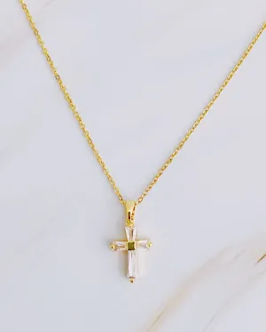 My Dear Crystal Cross Necklace - Gold