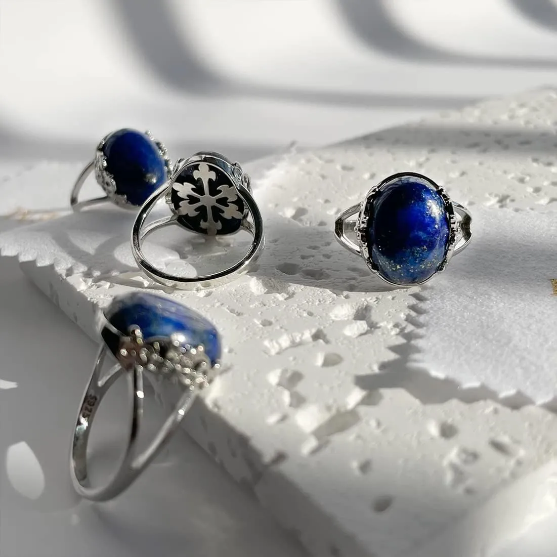 Natural Blue Lazurite/Green Epidote Jasper Quartz Crystal Stone Ring for Women,S925 Sterling Silver Edged with Flower Vine Thick Natural Genuine Quartz Crystal Gemstone Turkey Ring Jewelry