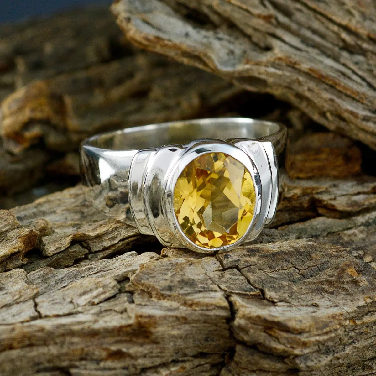 Natural Gemstone Oval Shape One Stone Faceted Citrine rings-925 Silver Yellow Citrine Ring-June Birth Gemini Astrology Natural Gemstone Ring SRCITFC-3009-4 us