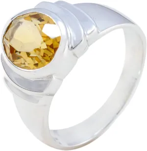 Natural Gemstone Oval Shape One Stone Faceted Citrine rings-925 Silver Yellow Citrine Ring-June Birth Gemini Astrology Natural Gemstone Ring SRCITFC-3009-4 us