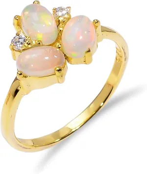 Natural Good Fire Opal Stacking Ring, Sterling Silver Bridesmaid Gift, October Birthstone Jewelry, Silver for Women (R042)