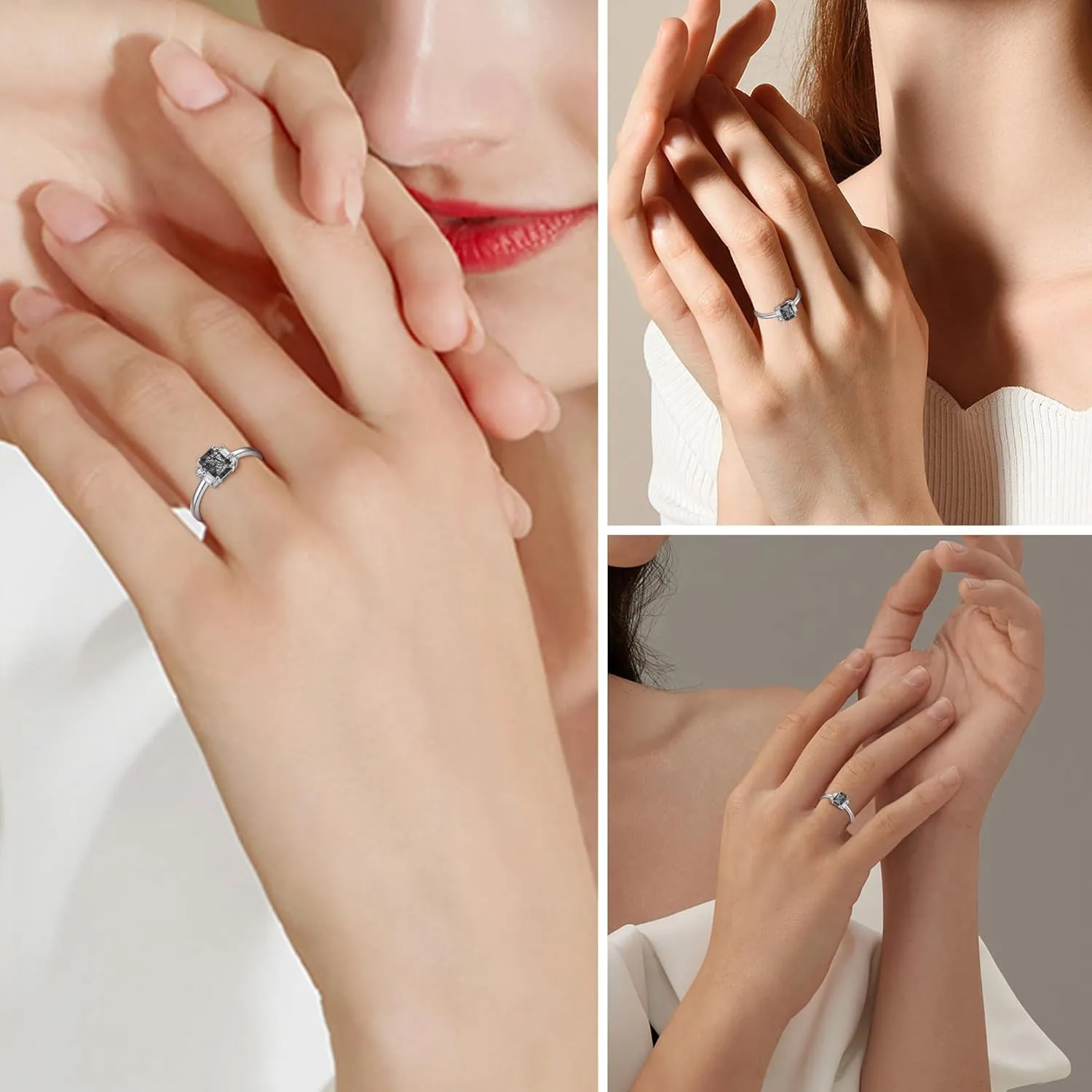 Natural Moss Agate Gemstone Rings 925 Sterling Silver Engagement Rings for Women Oval Cut Moss Agate Wedding Rings Promise Ring Size 5-9